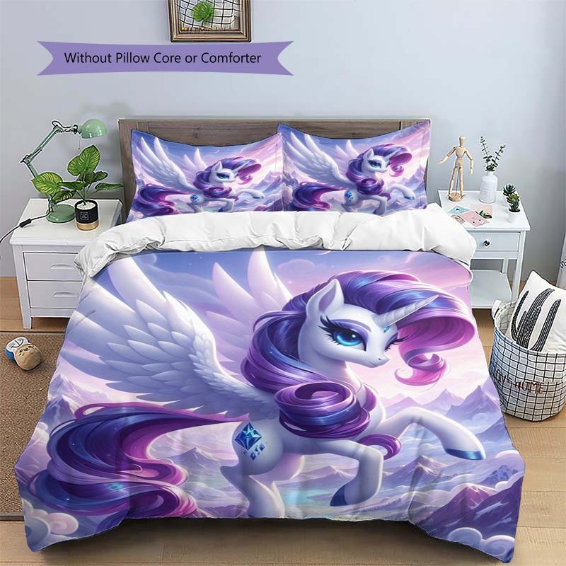 Purple Winged Unicorn Mountain Cloud Scenery Print Duvet Cover Set Soft Bedding Set For Bedroom Home Decoration