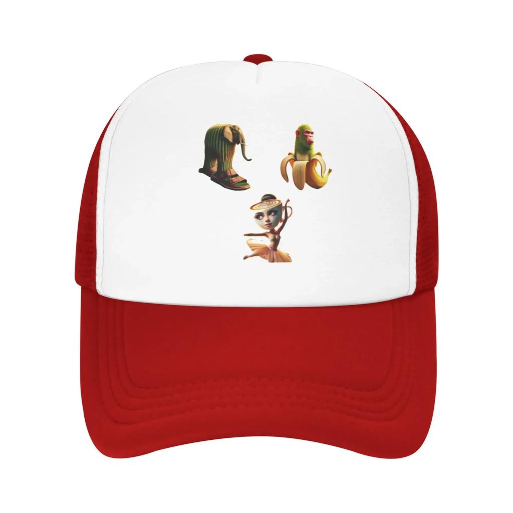 Italienische Brainrot Charakterkombinationen 3 Elefant Sport Netz Baseballkappen Für Herren Frühling Männlich Strand Golfmütze Schirmmütze
