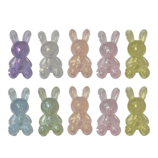 10 st Glittrig Akryl Kaninberlock Mini Påsk Sittande Kanin Dekoration 3D Djurfigur DIY Hantverk Handgjorda Projekt Material Tillbehör