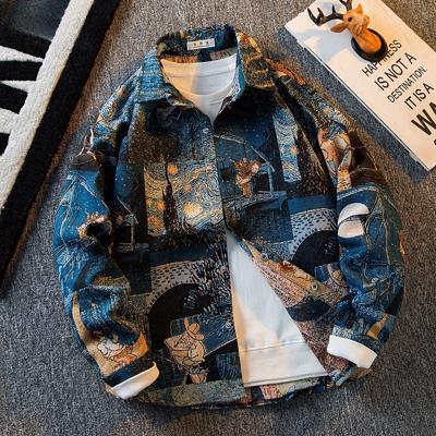 Camicia da uomo americana vintage con dipinto a olio di Van Gogh Camicia da uomo a maniche lunghe per studenti d'arte
