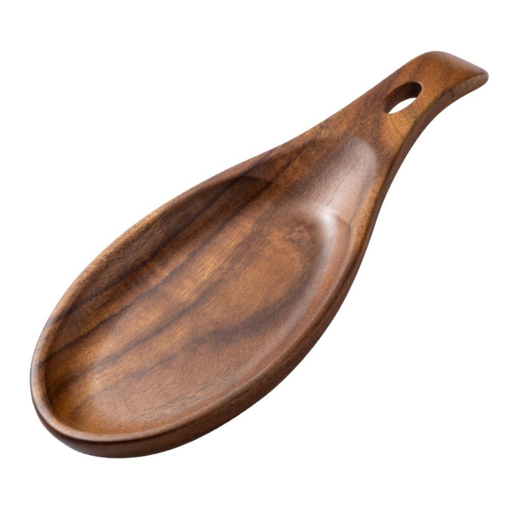 Rustic Ladle Rack Natural Rice Spoon Storage Rack Organizer Tray Spoon Rest Dining Table