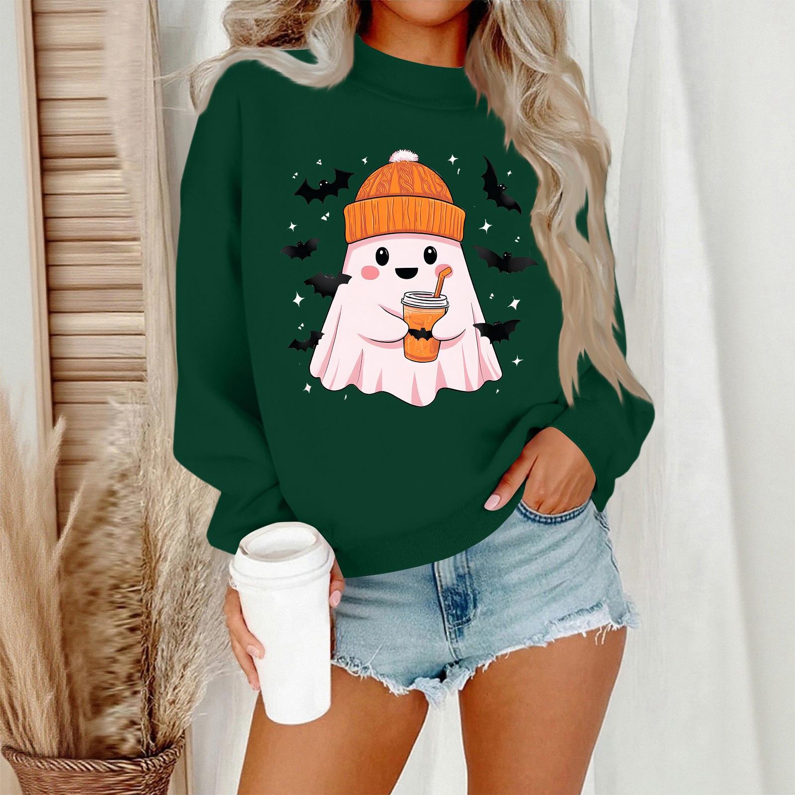 

Женский повседневный модный свитшот с круглым вырезом и длинными рукавами с принтом на Хэллоуин S