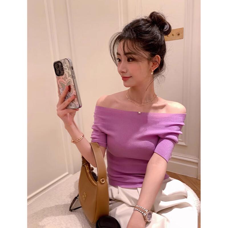 JK&JS 2025 Summer Off-Shoulder Knit Top