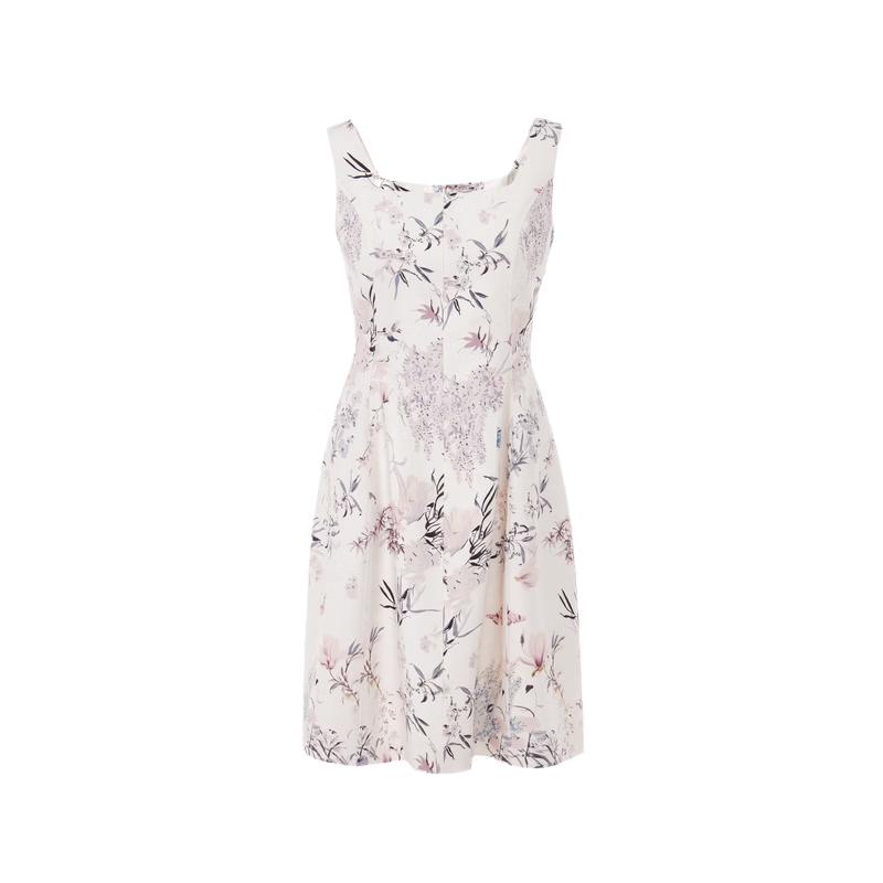LANCY French Style Floral Square Neck Mini Dress M
