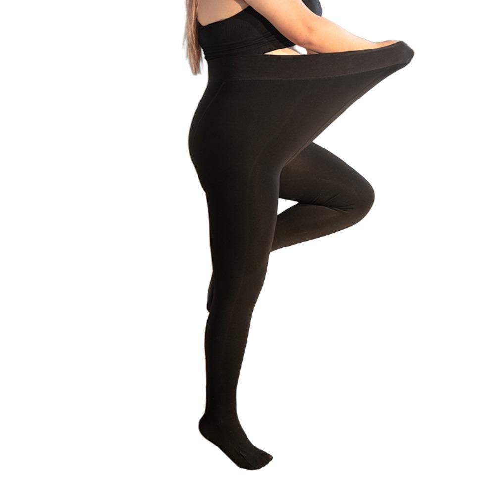 

Теплые Толстые Леггинсы Женские Однотонные Термоколготки Простые Колготки Большого Размера Осень 200G чёрный