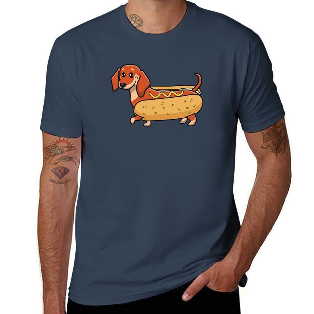 Funny Dachshund Sausage Hot Dog Tshirt Soft Antishrink Cotton Tee