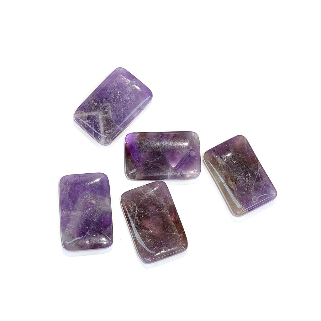 1Pc Natural Amethyst Rectangle Pendant 20×30mm Top Drilled Gemstone Bead For DIY Necklace Jewelry Making