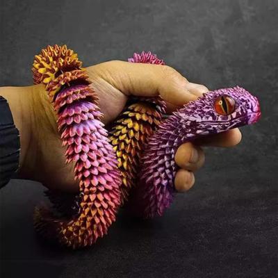 3D Printed Snake Figurine Movable Joints Snake Figure Articulated Animal Model Toy Home Office Bookshelf Desktop Decoration Ornament
