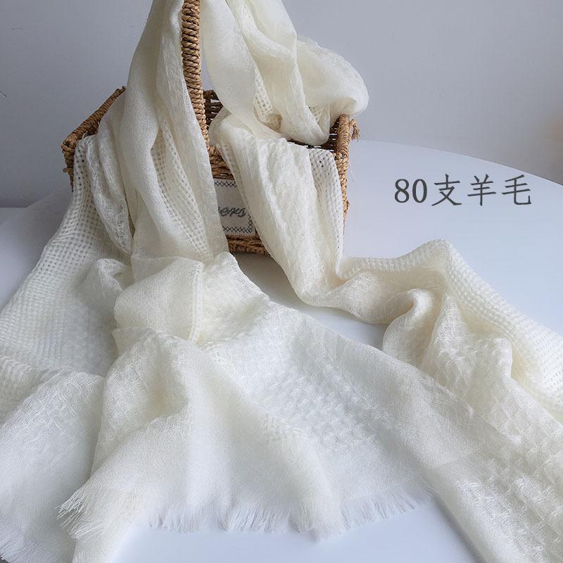 Pure White 80 Wool Scarves, White Scarves For Handmade Plant Dyeing, Women'S Warm Scarves