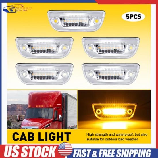 

5x LED Amber Cab Top Roof Marker Lights For Peterbilt Kenworth T880 T680 T770