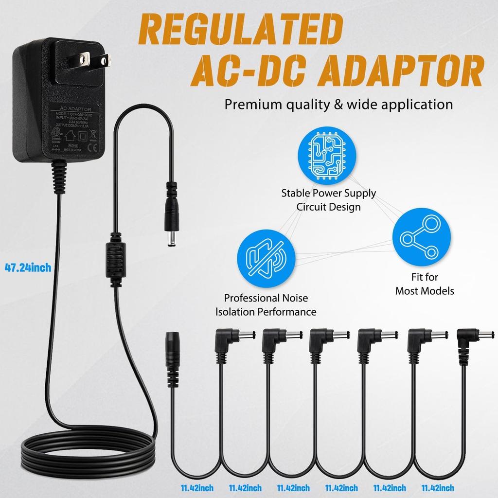 STRICH DC9V 1A Power Supply for Electric Guitar and Effects Pedals SPA-10 6-Channel