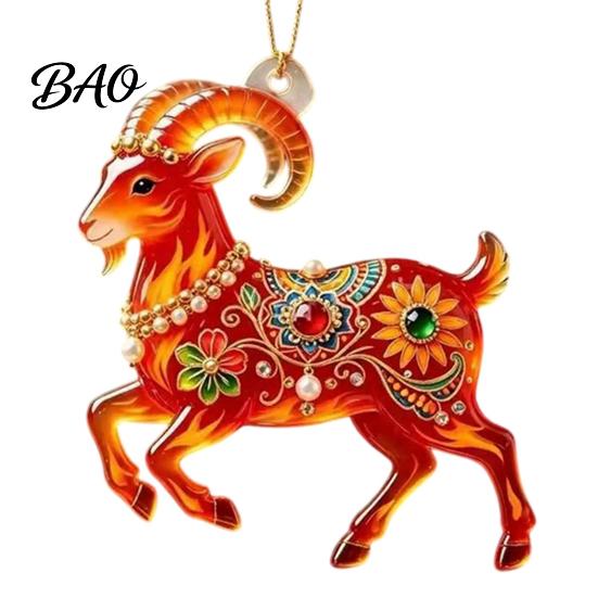Lightweight Acrylic Decor for Holiday 2PCS Christmas Goat Hanging Ornaments, Decorative 2D Tree Ornaments Home Pendants, Festive Party Decorations