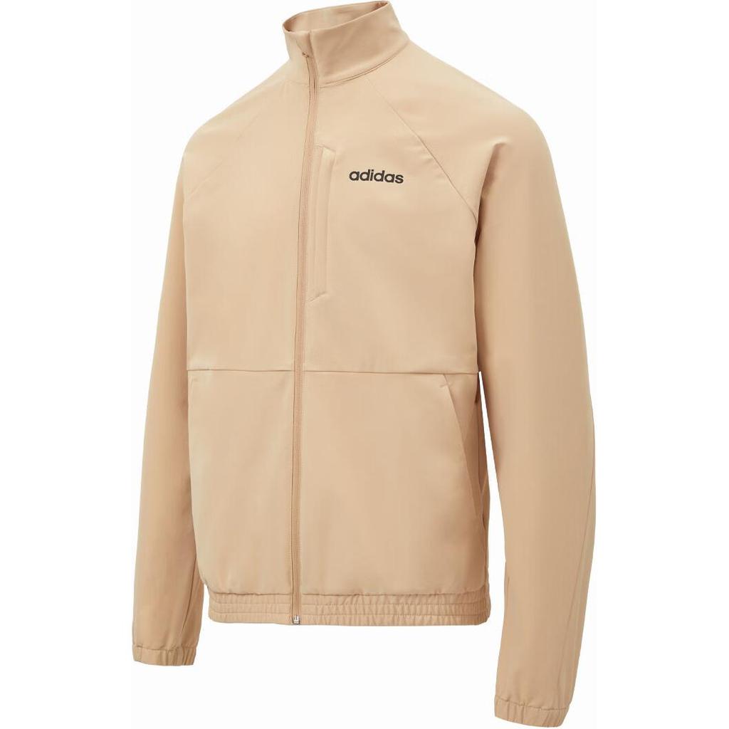 Adidas Striped Logo Casual Simple Woven Sports Jacket Men Jacket Light-Brown JE1344