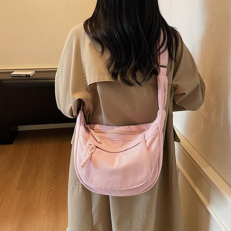 Borsa a spalla in velluto a coste da donna borsa a tracolla a tinta unita