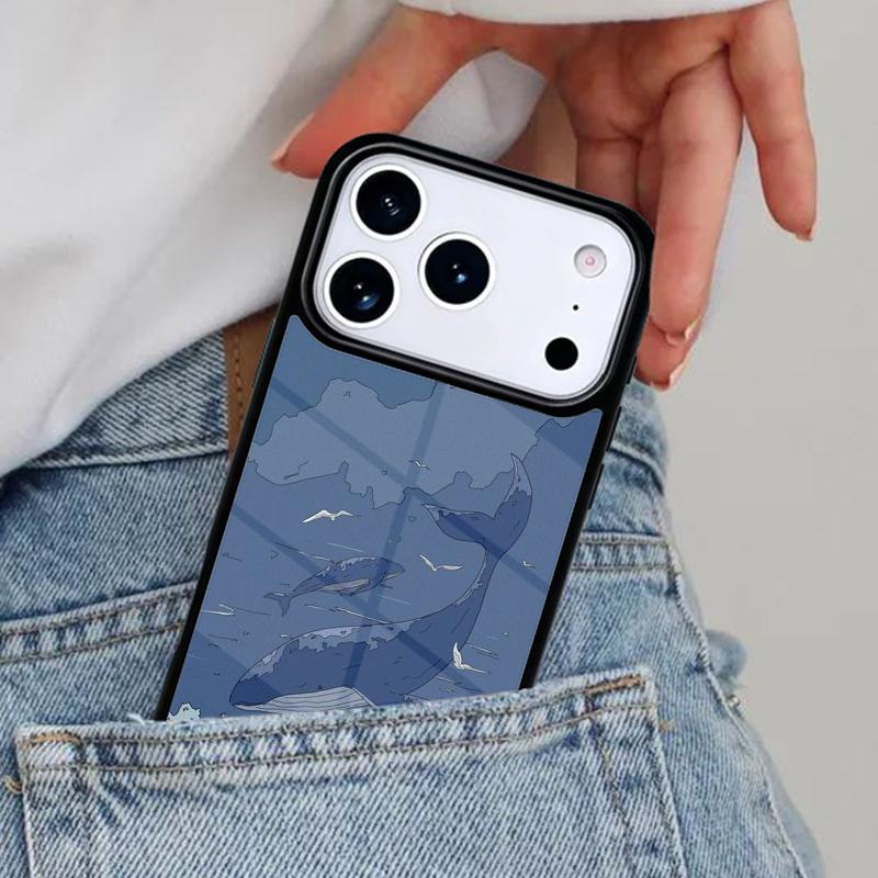 Beautiful Blue Whale Painting Soft Phone Case for iPhone 16e 15 14 13 12 17 Pro Max Plus Air 17pro Cover Coque