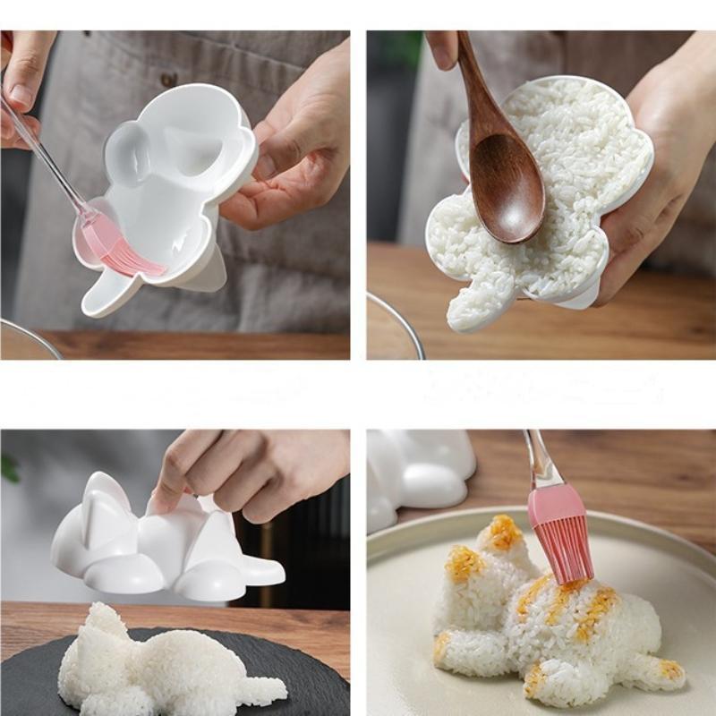 Cute Cat Rice Ball Roll Mould Children's Food Grade Baby Rice Sushi Little Animal Shape Rice Vegetable Roll Mold Kitchen Tools