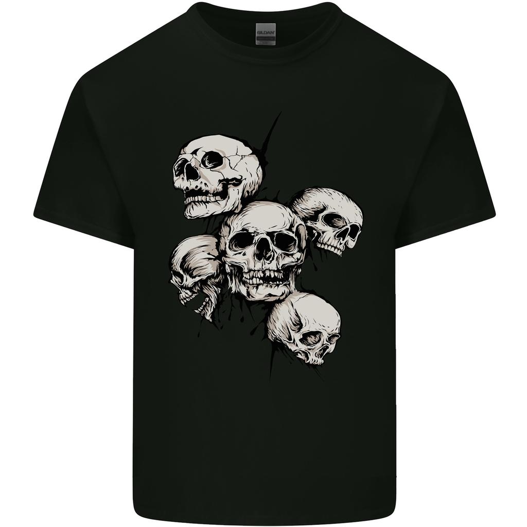 5 Skulls Demons Biker Gothic Heavy Metal Unisexs Light Cotton TShirt