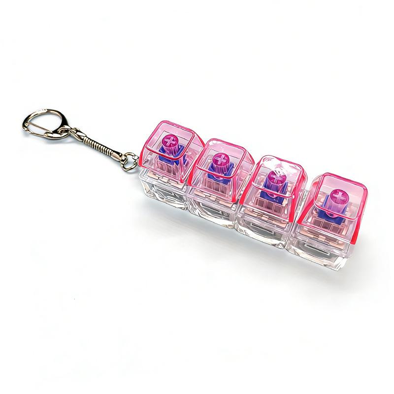 New Transparent Decompression Mechanical Button Luminous Decompression Keychain Pendant Pinch Button Test Shaft Decompression Toy