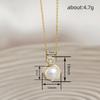 French Temperament Style Necklace, Round Geometric Imitation Pearl Pendant, Micro-inlaid Zircon Neck Chain.