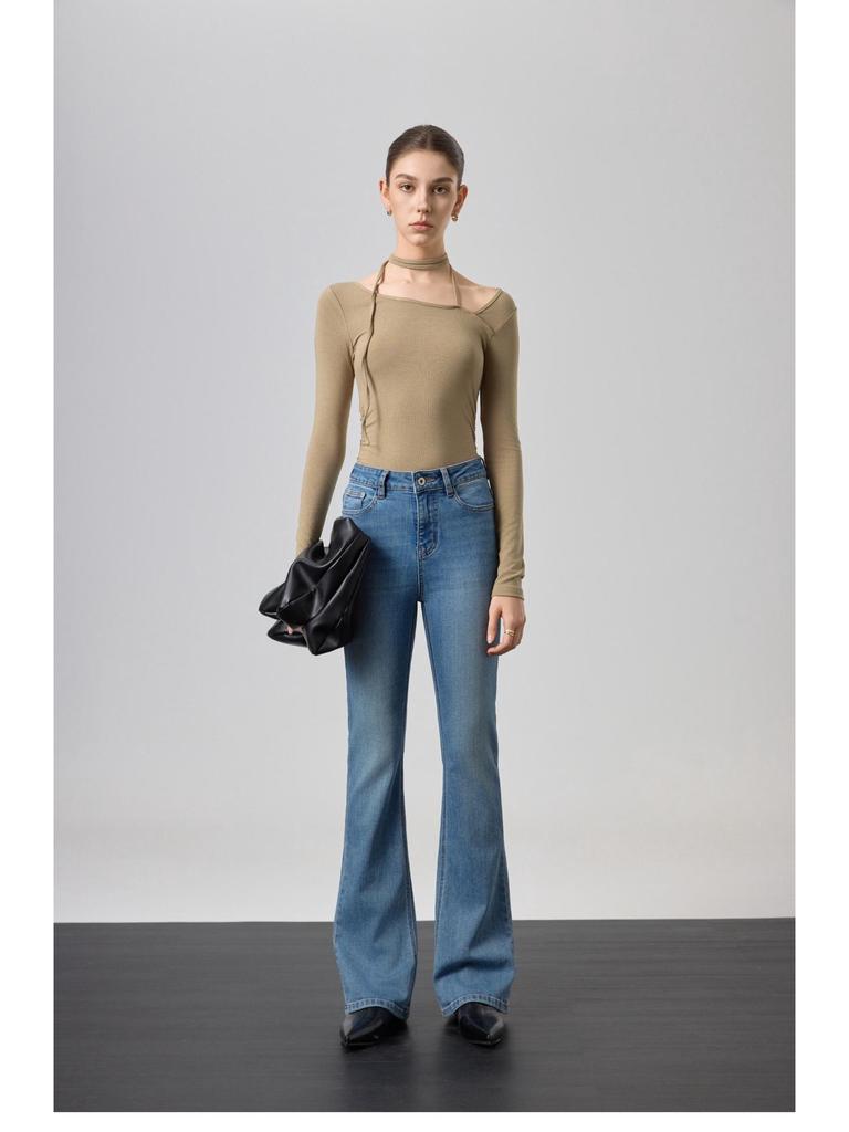 JOCORBEI High-Waisted Micro-Flare Jeans for Women: Retro Slimming, Hip-Lifting Style - Spring 2026 New Arrival