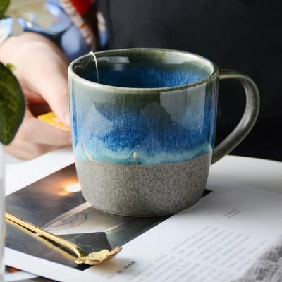 350 ml Seramik Süt Kahve Kahvaltı Kupalar Kademeli Değişim Yıldızlı Gökyüzü Cerative Retro Kupa Öğleden Sonra Çay Ofis Su Bardağı Japonya Tarzı
