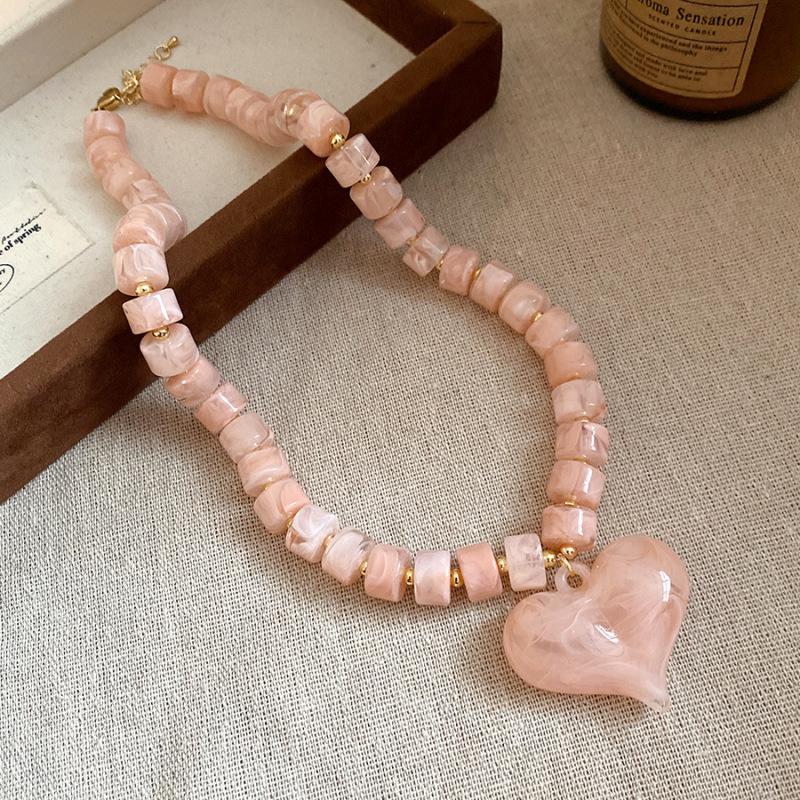 Elegant Summer Acrylic Beaded Necklace: Fashionable Round Clavicle Chain Jewelry
