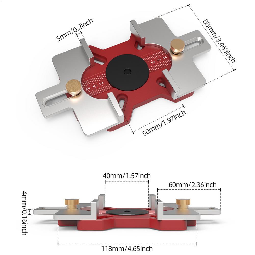 

Loose Tenon Jig Router Circle Guide 2-in-1 Tool Template Slotting Position For Wood Mortise Circle Cut Groove Edge Radius червоний