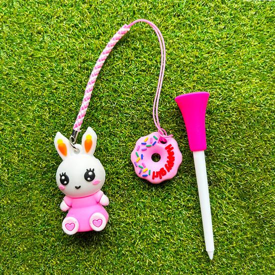 Cartoon Rabbit Golf Tee Hanger Plastic Anti Lost Golf Tee Ring with Strap Loss Prevention Tee Holder with Golf Tee for Men Women