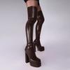 Fashion New Autumn Winter Waterproof Table Elastic Over The Knee Boots European American Elegant Black Slim Fit Women's Boots Size 46