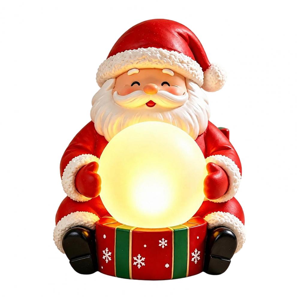 Christmas Craft for Window Light Up Santa Claus Figurine with Glowing Ball Warm Night Light Christmas Statue Festive for Home