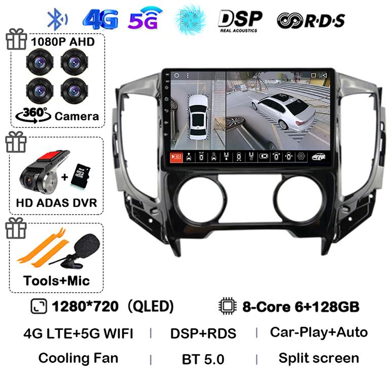 Android 14 Carplay Auto WIFI+4G Car Radio For Mitsubishi Pajero Sport 3 L200 2015-2019 Multimedia Video Player BT GPS Navigation