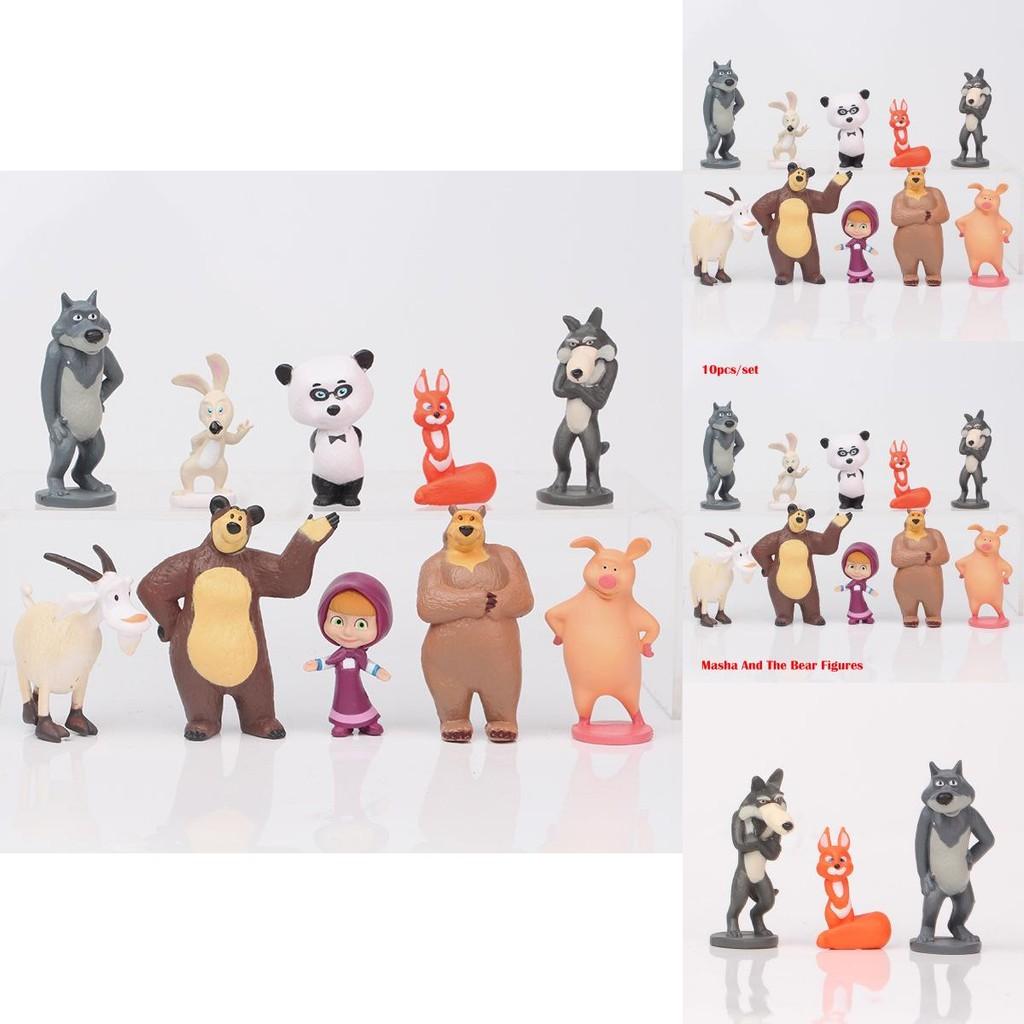 Adorabile Set di Action Figure di Masha e Orso Perfetto per Decorare Torte e Divertimento