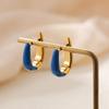 New Charm Gold Plated U Shape Hoop Earrings White Enamel Geometric Ear Hoops Female Daily Versatile Jewelry