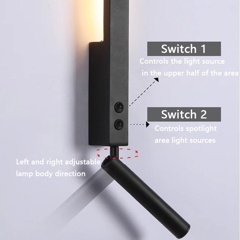 Italian Minimalist LED Wall Lamp Modern Bedroom Bedside Spotlight Creative Living Room Background Wall Ambient Light