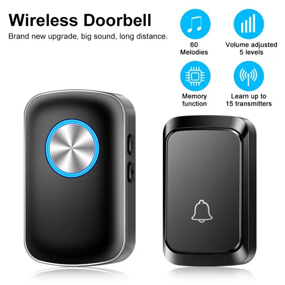 60 Chimes Wireless Doorbell 300M Range Welcome Doorbell Door Chime Kit  Indoor Outdoor Use