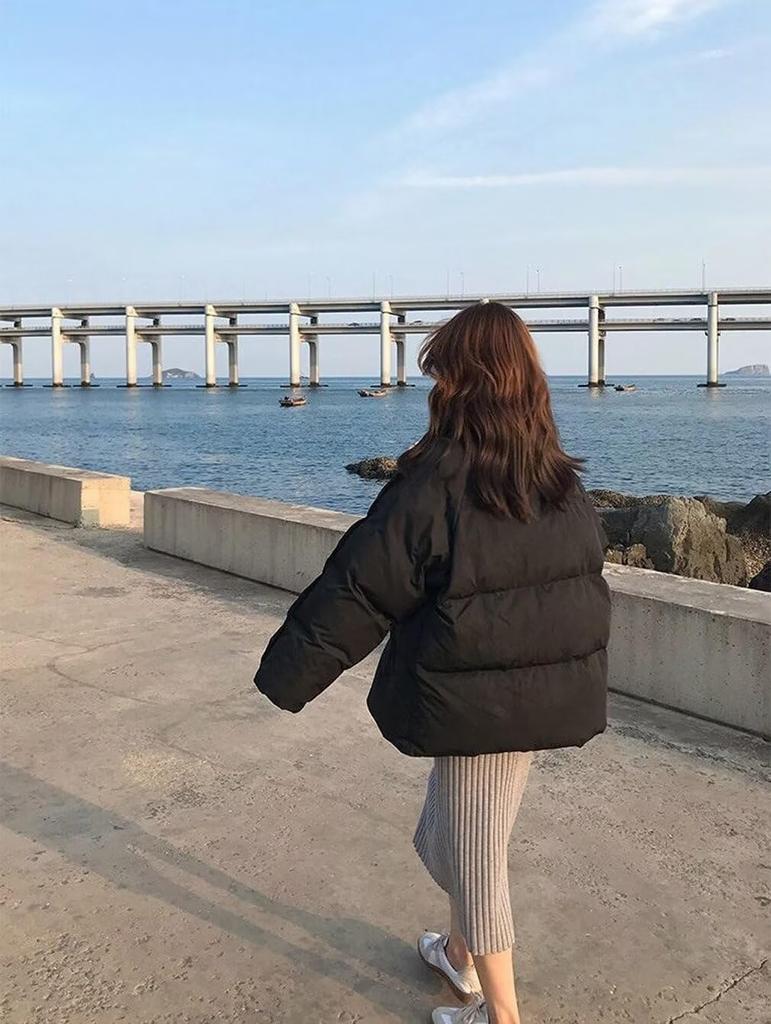 Vasarhely Down Padded Loose Short Outerwear for Autumn and Perfect for Commuting to Work or School Women's Coat, Jacket, Fit, Fold-Over Collar,