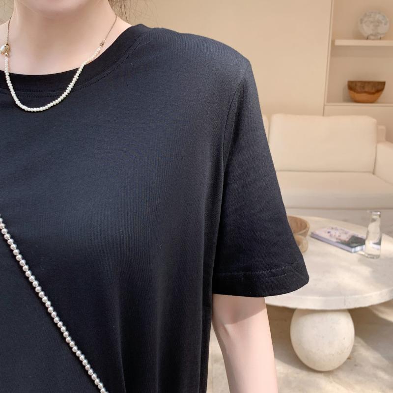 DIMANAF 2025 Summer Plus Size Dress Women Casual Vintage Dress Spliced Lace Black Basic Long Loose Dress