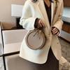 Solid Color Crossbody Bag For Women Round Small Handbag Fashion Designer Bags PU Leather Shoulder Bag Female Zipper Purses ARI