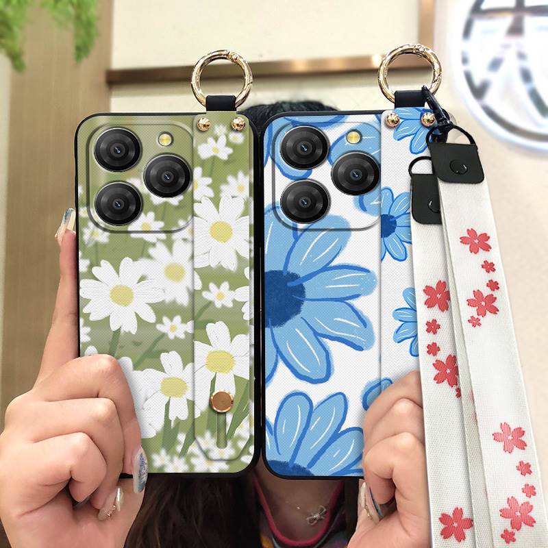 Waterproof Durable Phone Case For Blackview Shark9 5G Soft case Ring Oil Painting Protective Shockproof Wristband Flower