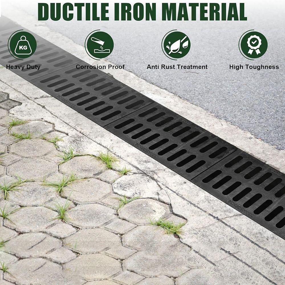 New High Strength Trench Cover Resin Plastic Rectangular Garage Floor Drain Black Grates Drainage Outdoor