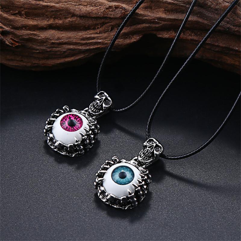 Gothic Eye Skull Necklace, Punk Eye Pendant Titanium Steel, Unique Personality Pendant
