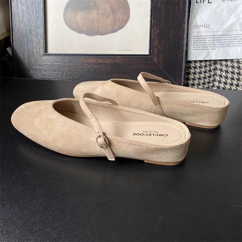 Square Head Bag Head Inner Height Increase Flat Bottom Super Fire Fashion National Style Low Half Slippers Women's Summer Wear and Muller Shoes Ma