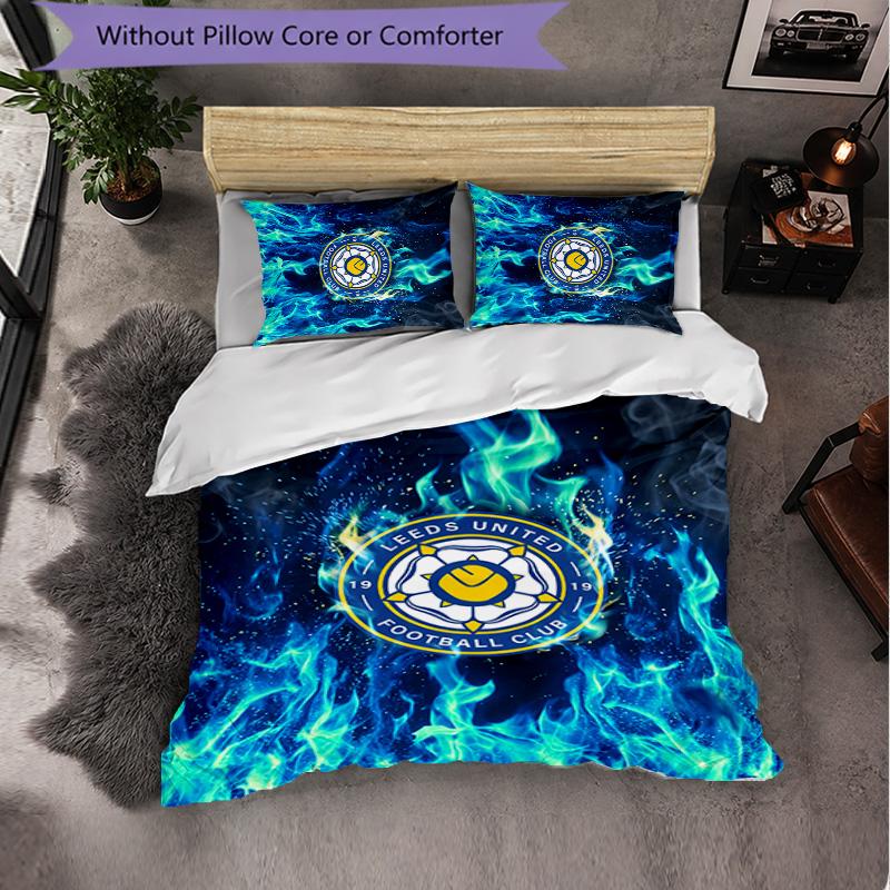 Leeds United Football Set Lenzuola 3 Pezzi Morbido Set Copripiumino con Federe Set Decorazione Camera da Letto per la Casa