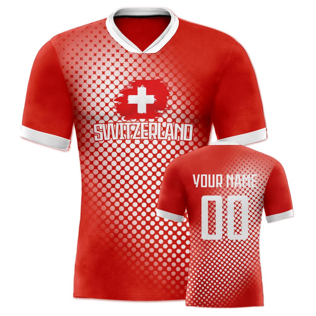 Custom Switzerland Soccer Jersey Personalized Name Number Soccer Team Training Uniform Football Shirt for Kids Adults