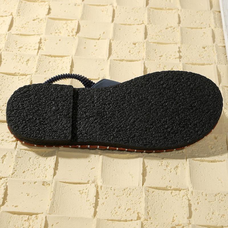 Women's Wide Width Elastic Sandals, Metal Detail Flat Slides, European Beach Slippers for Women