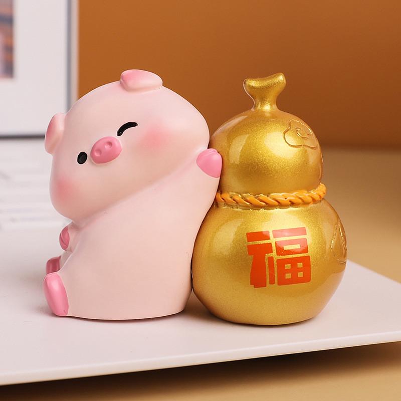 

Resin Pig Figurine With Lucky Symbols For Home Decor And Giftgiving Pink A