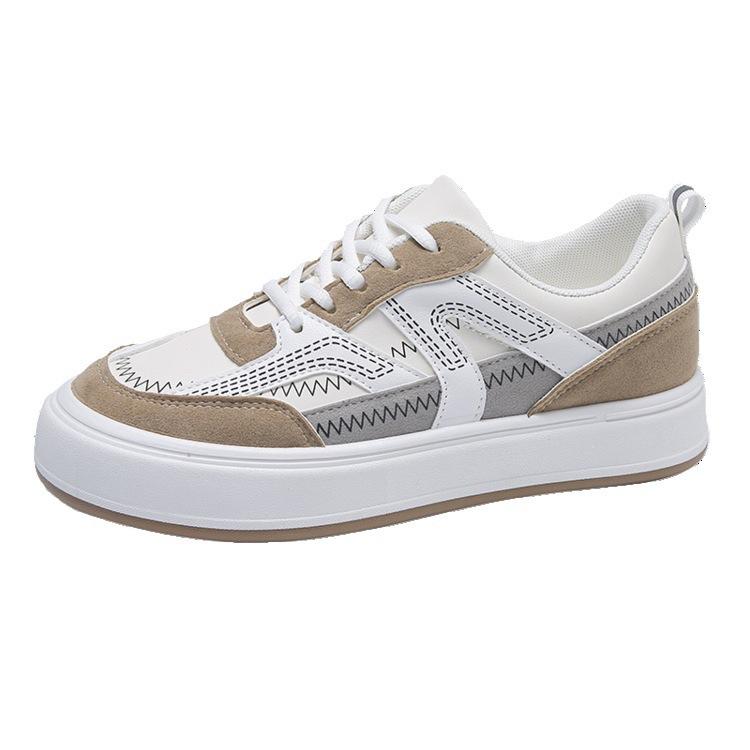 Autumn New Flat Sneakers Women's Color Matching Lace-up Student Retro Casual Sneaker White Shoes Women's