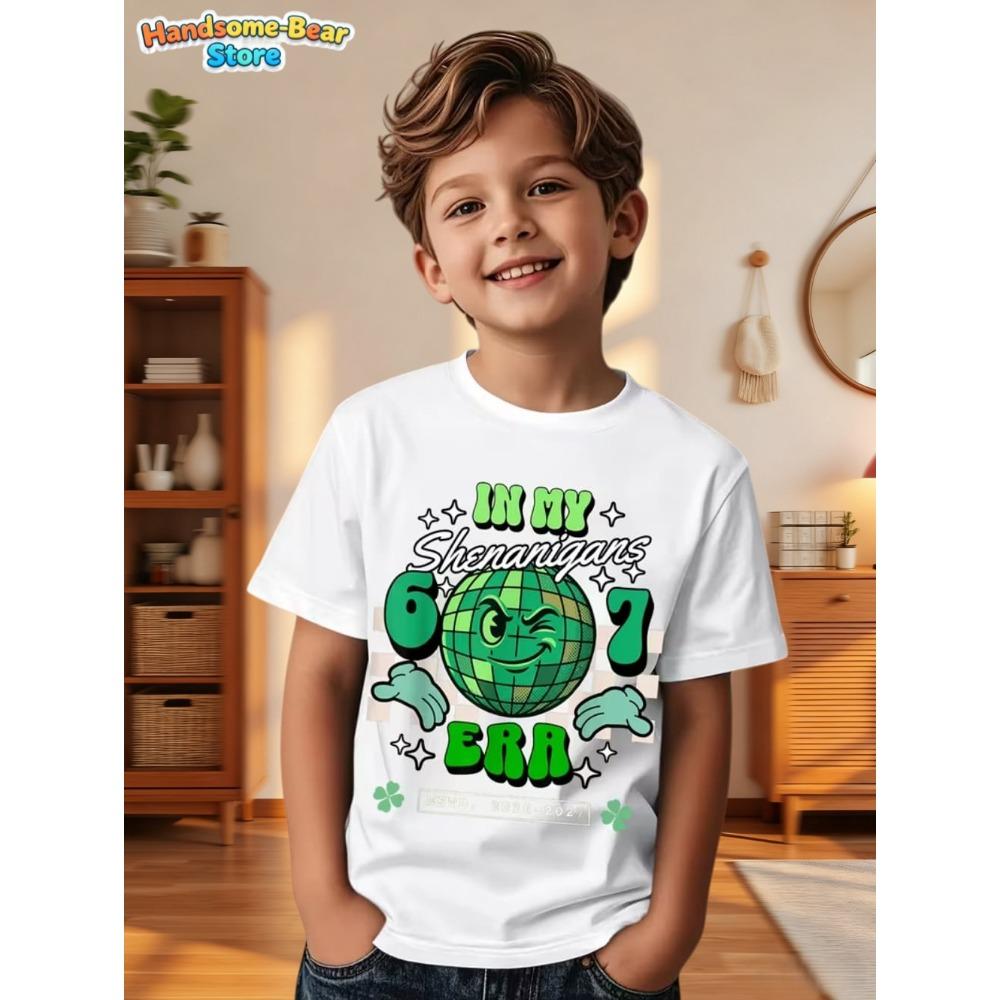 Six Seven Bruh 67 Meme Kids Clothes Happy St. Patrick's Day Girl Boy T-Shirt Children's Clover Irish Day Crew Neck Short Sleeves