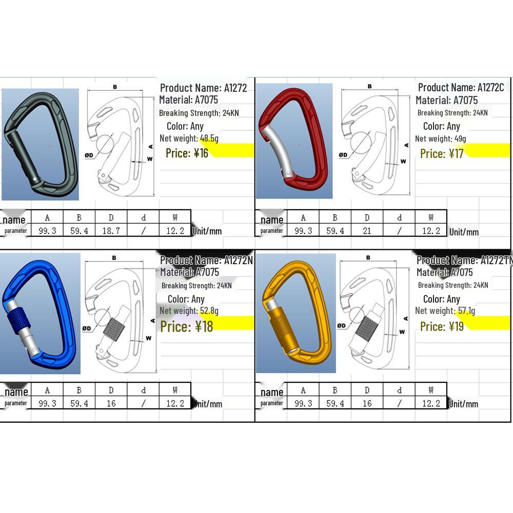 25KN D-Shaped Auto-Lock Carabiner – Aviation Aluminum Alloy for Outdoor Climbing