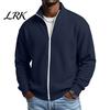 Klassischer Amerikanischer Stil Herren Außenbekleidung Waffelstrick Reißverschluss Jacke, Langarm Umlegekragen Moderne Truckerjacke Lässiger Cardigan Sweatshirt,